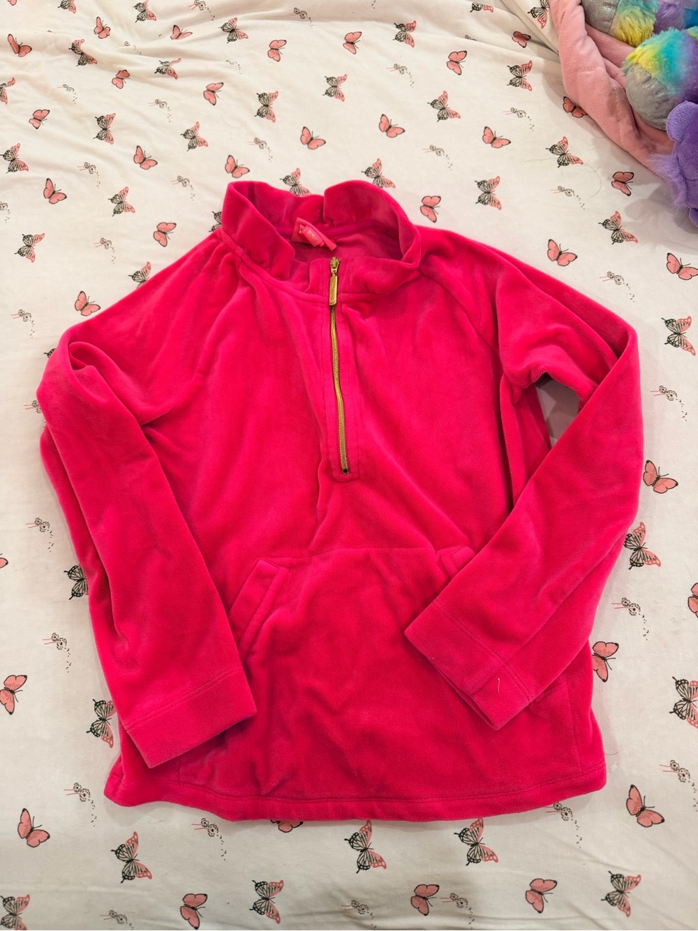 Lilly Pulitzer Bright Hot Pink Half-Zip Fleece Pullover